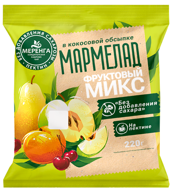  Меренга Мармелад без сахара в кокосовой обсыпке Фруктовый микс, 220г   в Мичуринске