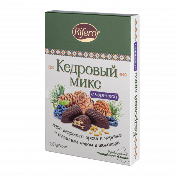№1 Риф и ко Конфеты "Кедровый микс ЧЕРНИКА" 100г       в Мичуринске